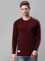 Men Striped Maroon Sweatshirt-SCPW275-Maroon