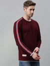 Men Striped Maroon Sweatshirt-SCPW275-Maroon