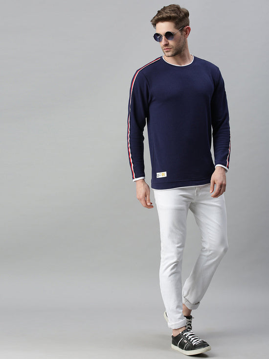 Men Solid Navy Blue Sweatshirt-SCPW275-Navy