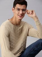 Men Solid Beige Sweatshirt-SCPW280-Beige