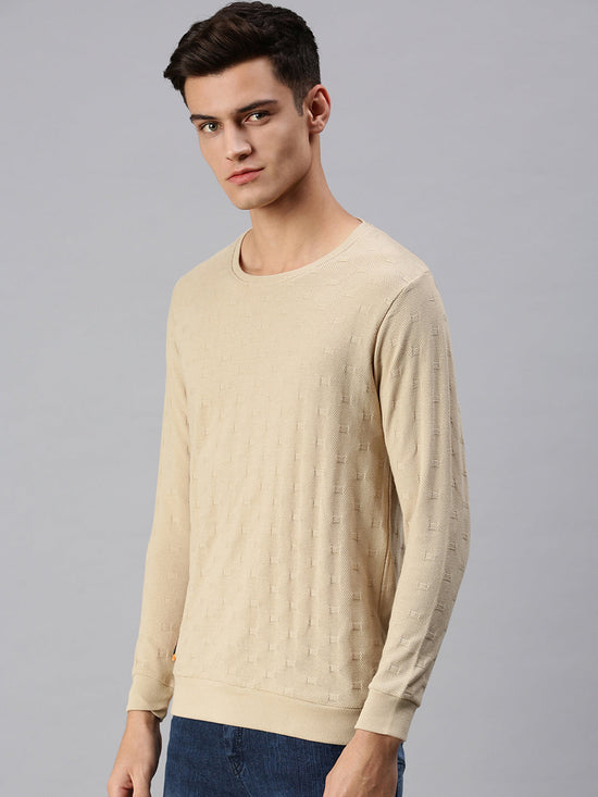 Men Solid Beige Sweatshirt-SCPW280-Beige