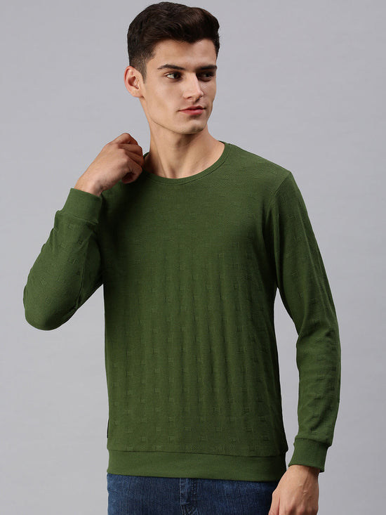 Men Solid Green Sweatshirt-SCPW280-Darkgreen