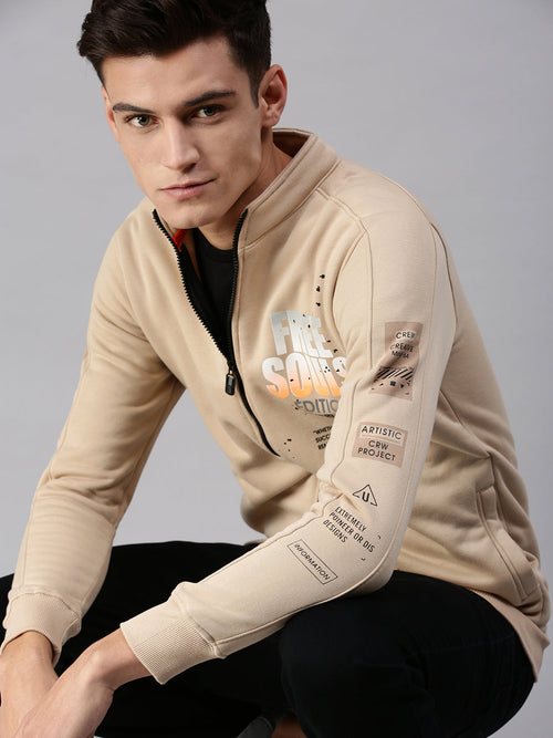 Men Graphic Print Beige Sweatshirt-SCPW28-Beige