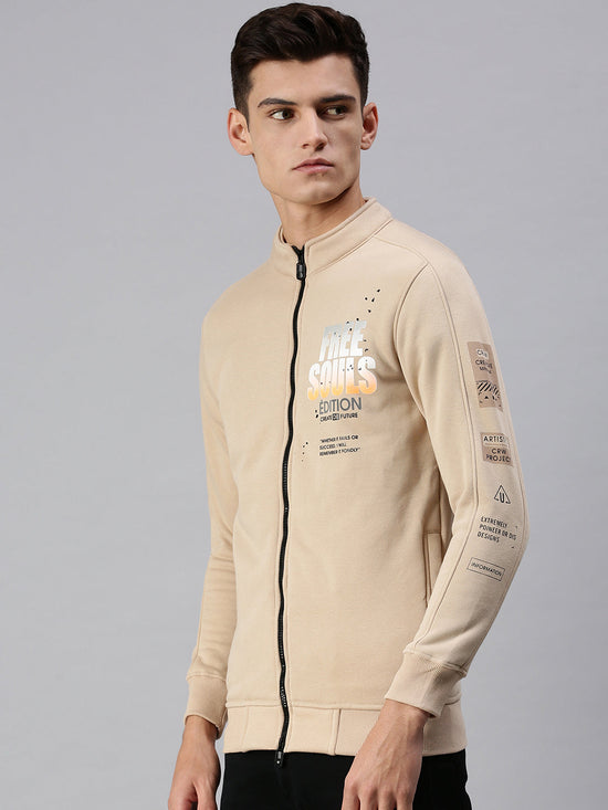 Men Graphic Print Beige Sweatshirt-SCPW28-Beige