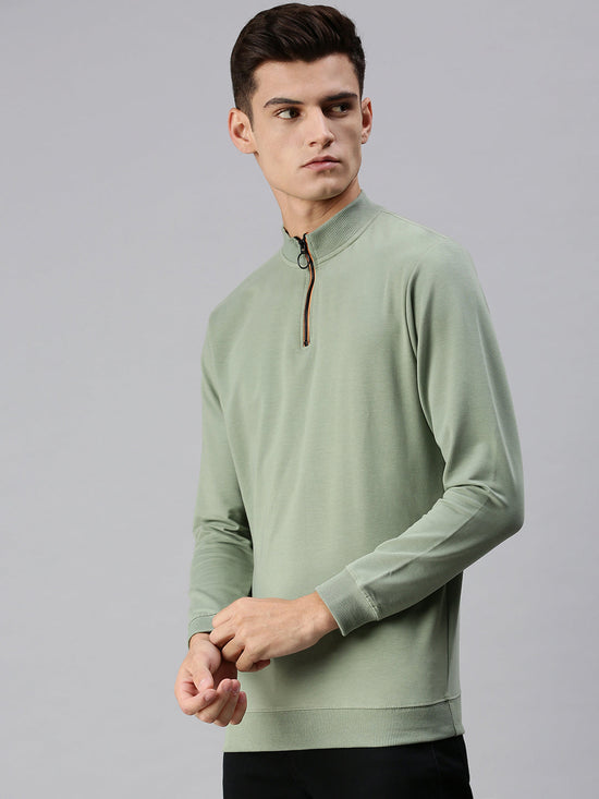 Men Solid Green Sweatshirt-SCPW300-Green