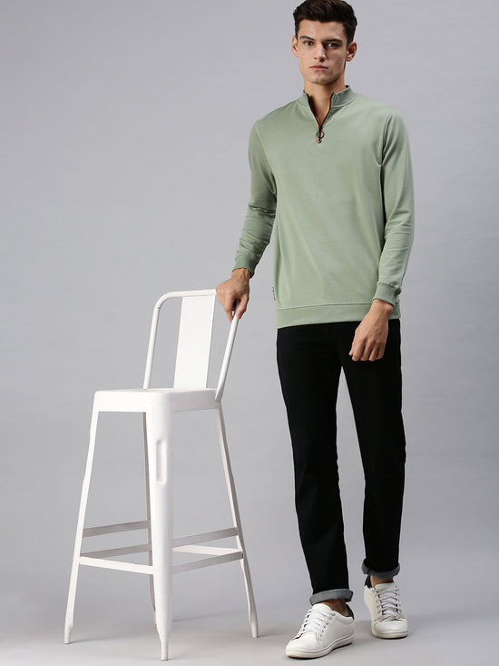 Men Solid Green Sweatshirt-SCPW300-Green