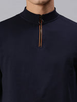 Men Solid Blue Sweatshirt-SCPW300-Navy