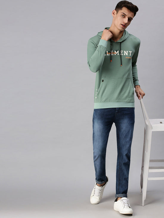 Men Hooded Green Sweatshirt-SCPW307-Green