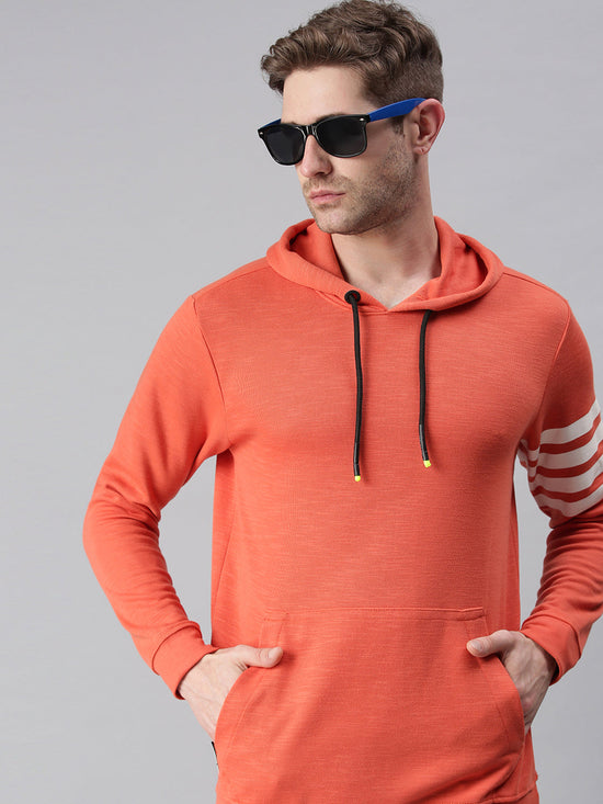 Men Striped Peach Sweatshirt-SCPW502-Peach