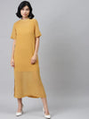 Mustard Sheer Sheath Dress with Inner