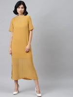 Mustard Sheer Sheath Dress with Inner