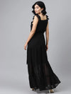 Black Frilly Straps Tiered Maxi Dress