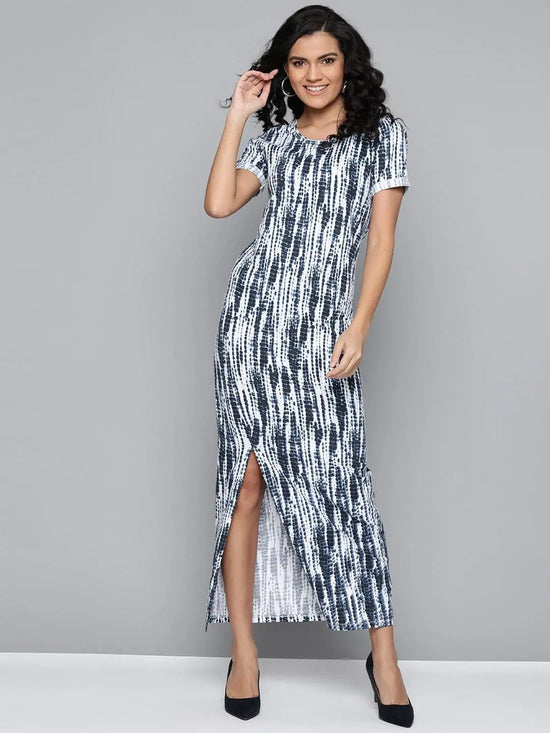 Blue Tie & Dye Back Criss Cross Neck Maxi