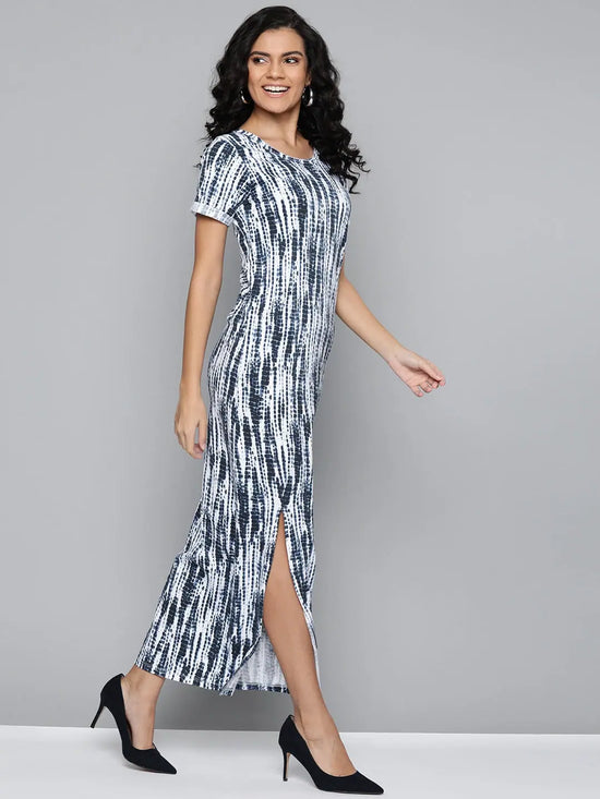 Blue Tie & Dye Back Criss Cross Neck Maxi