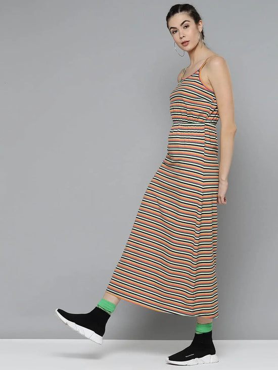 Multicolor Stripes Strappy Maxi Dress