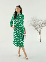 Women Green & White Floral Shirt Dress-SFDRSS12442