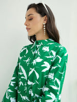 Women Green & White Floral Shirt Dress-SFDRSS12442