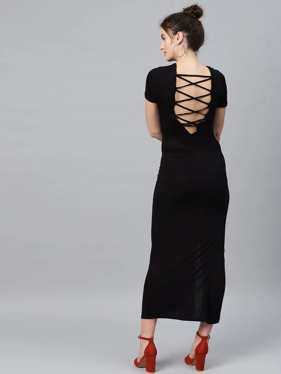 Black Back Criss Cross Neck Maxi