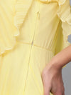 Lemon Pleated Short Strappy Skater Dress