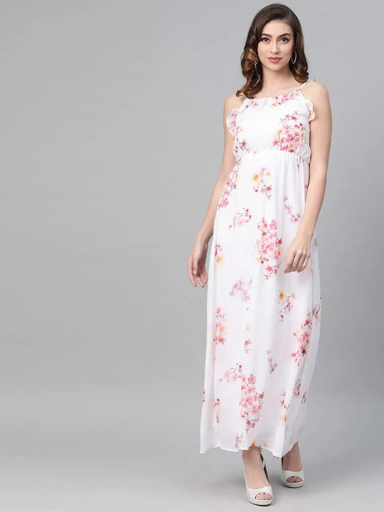 Off-White Floral Strappy Maxi Dress