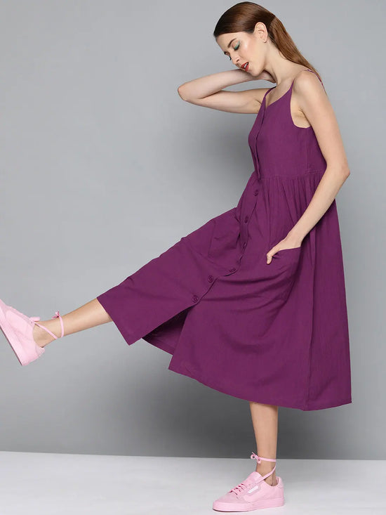 Purple Front Open Strappy Dress