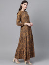 Brown Paisley Tiered Maxi