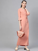 Peach Front Criss Cross Detail Maxi