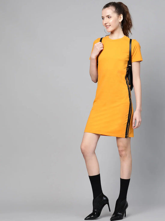 Mustard Side Tape Bodycon Dress