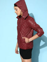 Women Solid Standard Burgundy Jacket