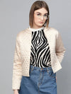 Women Solid Beige Full Sleeve Jacket