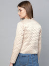 Women Solid Beige Full Sleeve Jacket