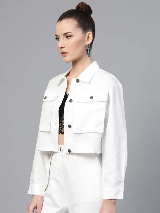 Women Solid Standard White Jacket