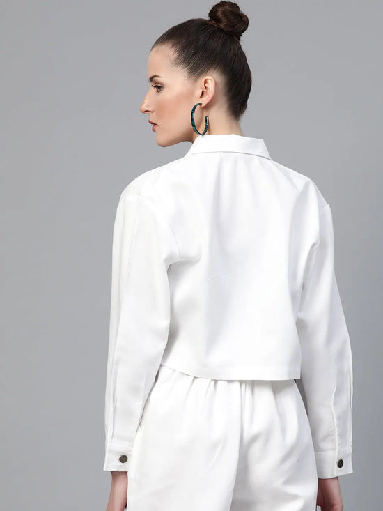 Women Solid Standard White Jacket