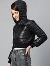 Women Solid Black Full Sleeve Jacket