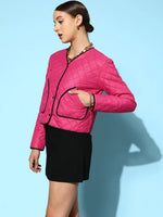 Women Solid Standard Fuschia Jacket