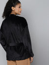 Women Solid Black Full Sleeve Jacket