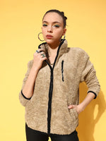 Women Solid Standard Beige Jacket