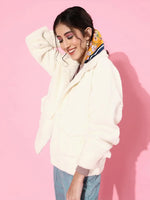 Women Solid White Full Sleeve Jacket