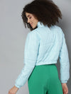 Women Solid Blue Full Sleeve Jacket