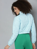 Women Solid Blue Full Sleeve Jacket