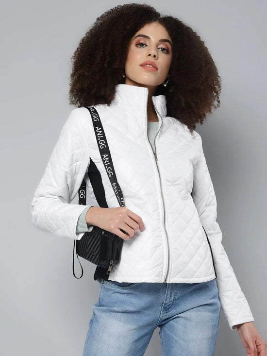 Women Solid White Full Sleeve Jacket