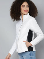 Women Solid White Full Sleeve Jacket