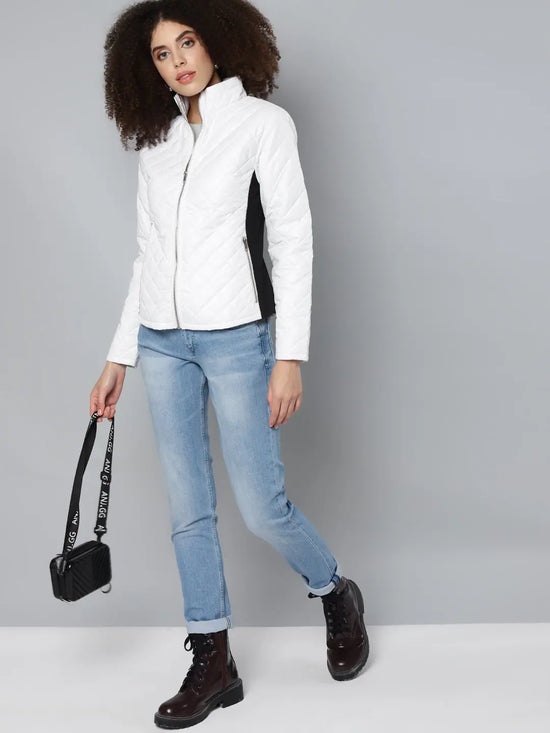 Women Solid White Full Sleeve Jacket