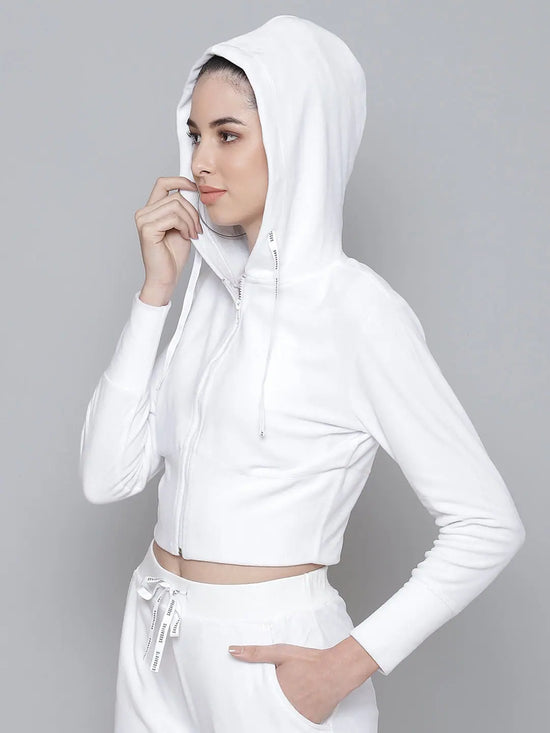 Women Solid White Full Sleeve Jacket