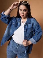 Women Navy Wash Denim Jacket-SFJCKT6952