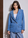 Women Blue Notch Collar Full Sleeve Blazer-SFJCKT6958