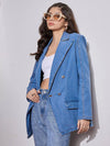 Women Blue Notch Collar Full Sleeve Blazer-SFJCKT6958