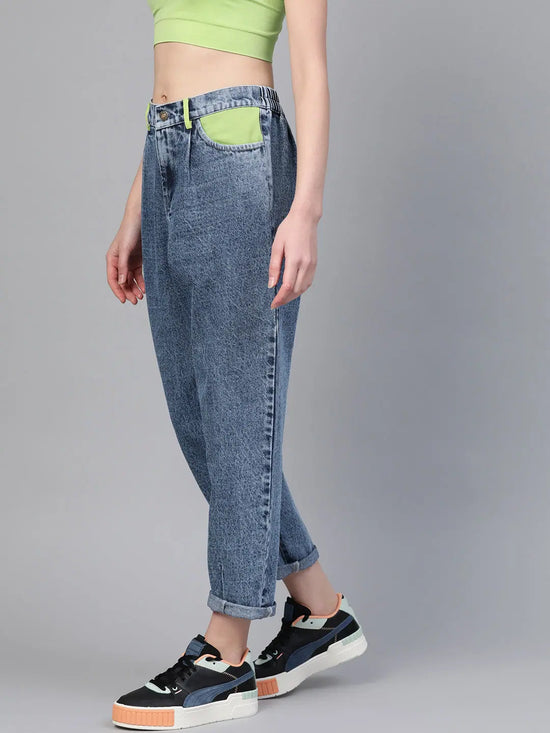 Blue Slouchy Inlay Pocket Jeans