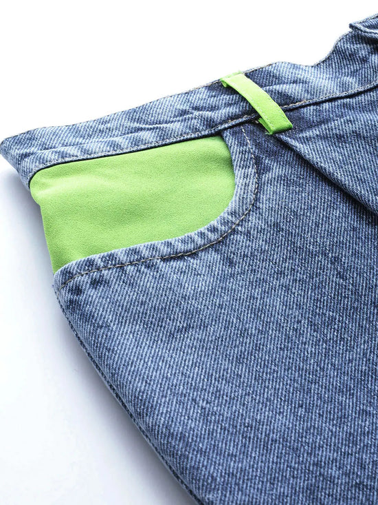 Blue Slouchy Inlay Pocket Jeans