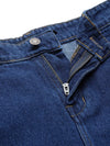 Navy Side Pearl Detail Slouchy Jeans